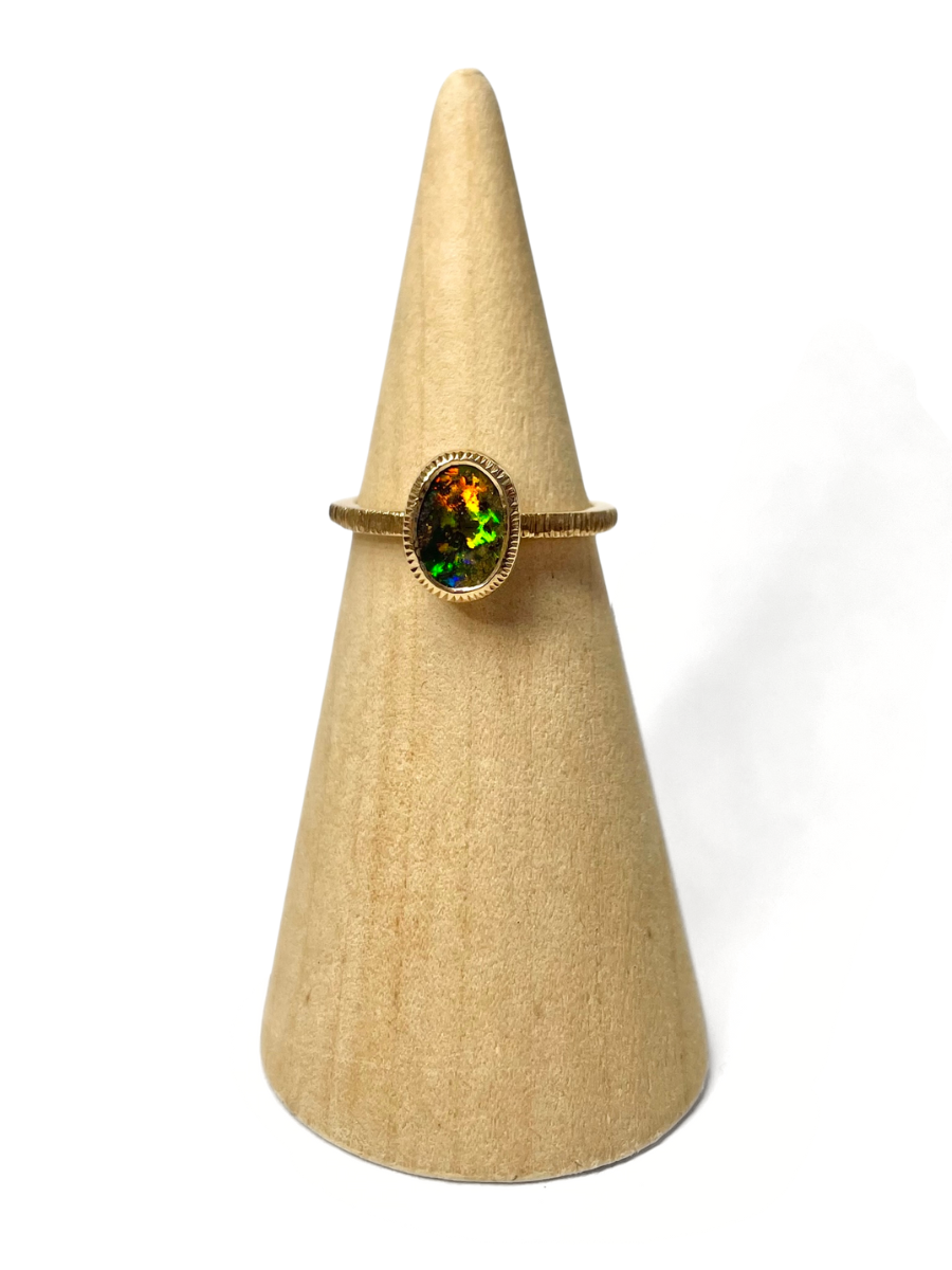 Moon Dust Bright Green Opal Ring