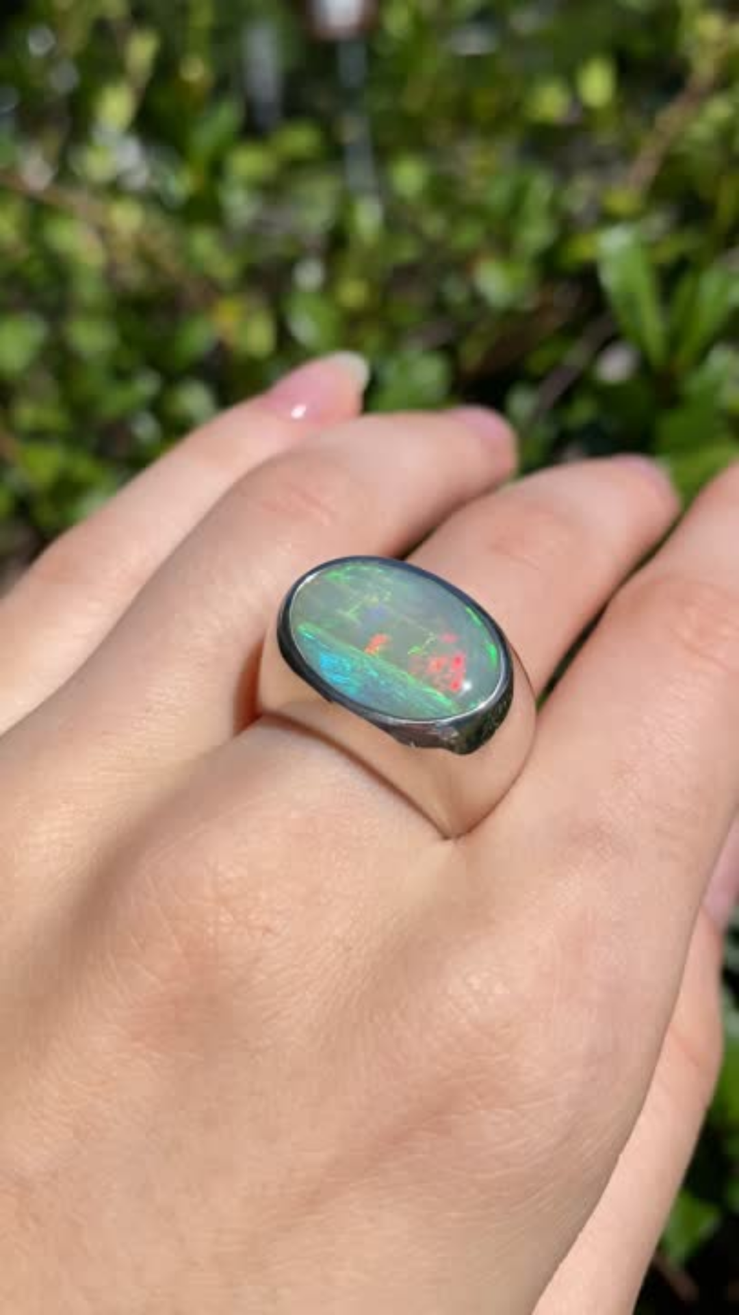 Seascape Fire Opal Signet Ring