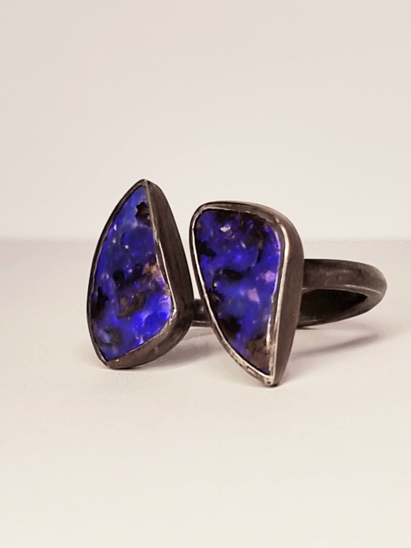 Double Cosmic Space Flare Solid Opal Ring