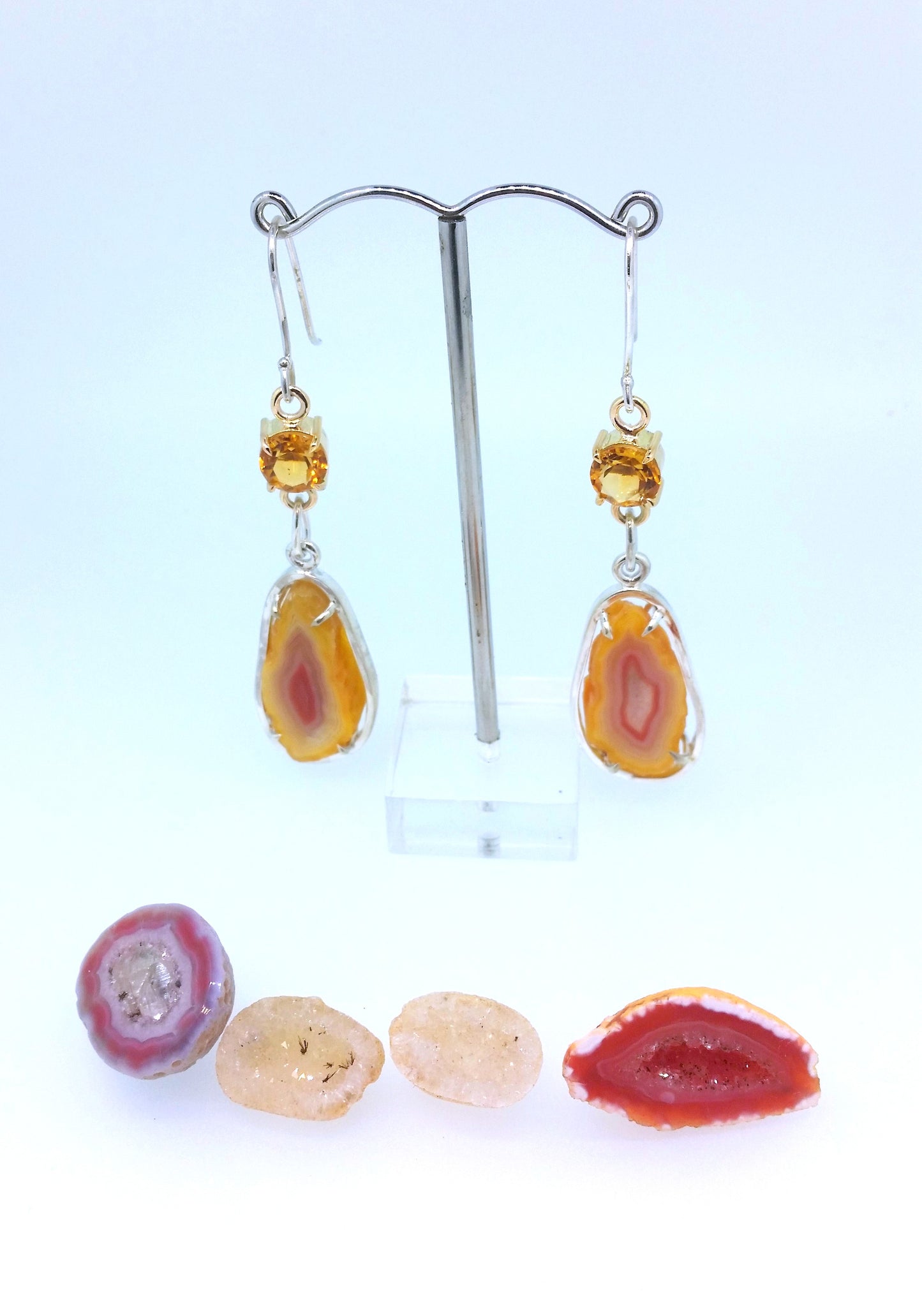 MISE À JOUR : Harvest - Boucles d'oreilles pendantes en agate et citrine