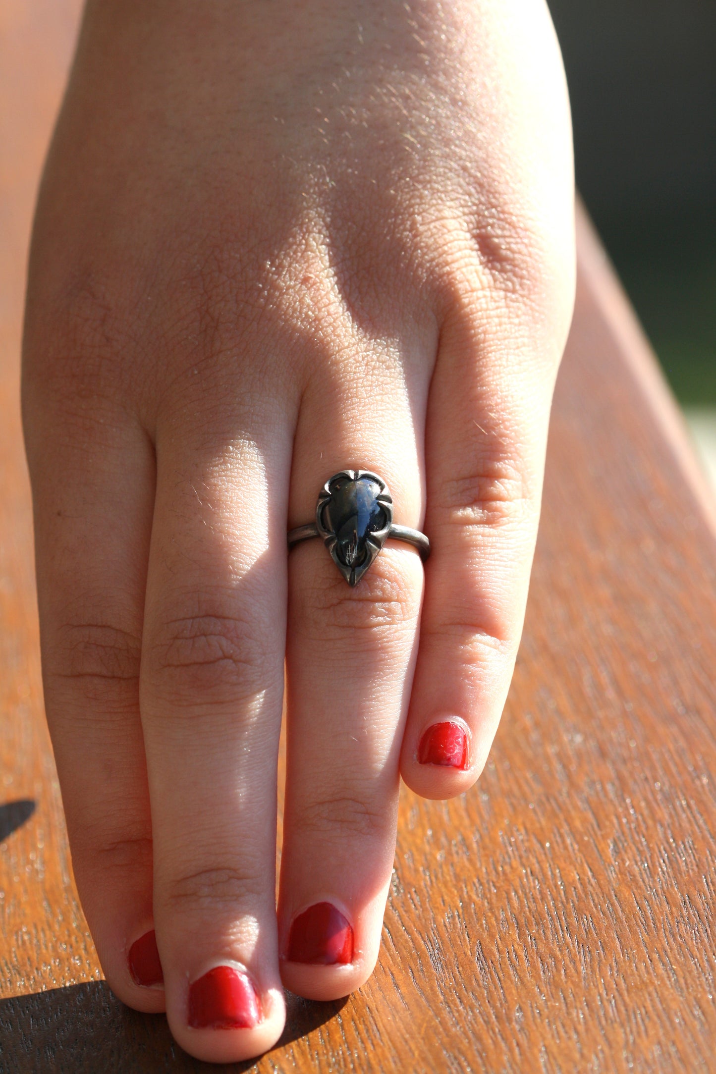 Merlin - Dark Corundum Sapphire and Silver Ring