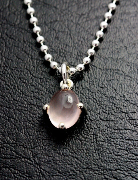 Handmade Silver Gem Rose Quarts Pendant