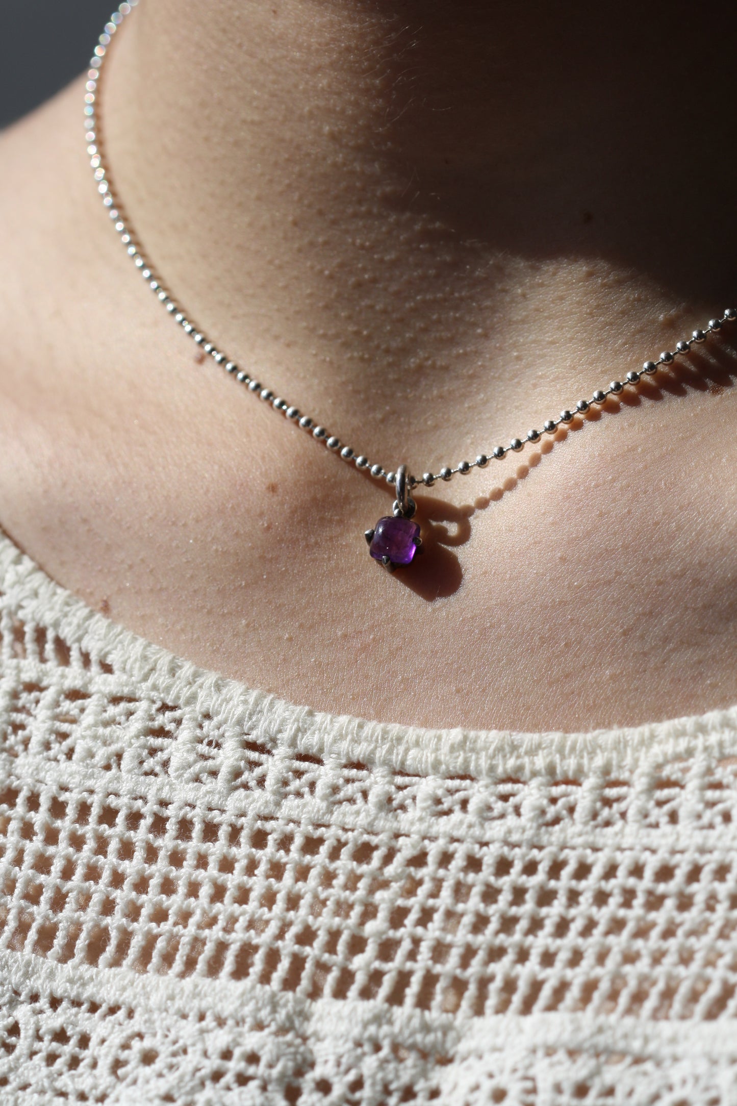 Handmade Silver Gem Amethyst Pendant