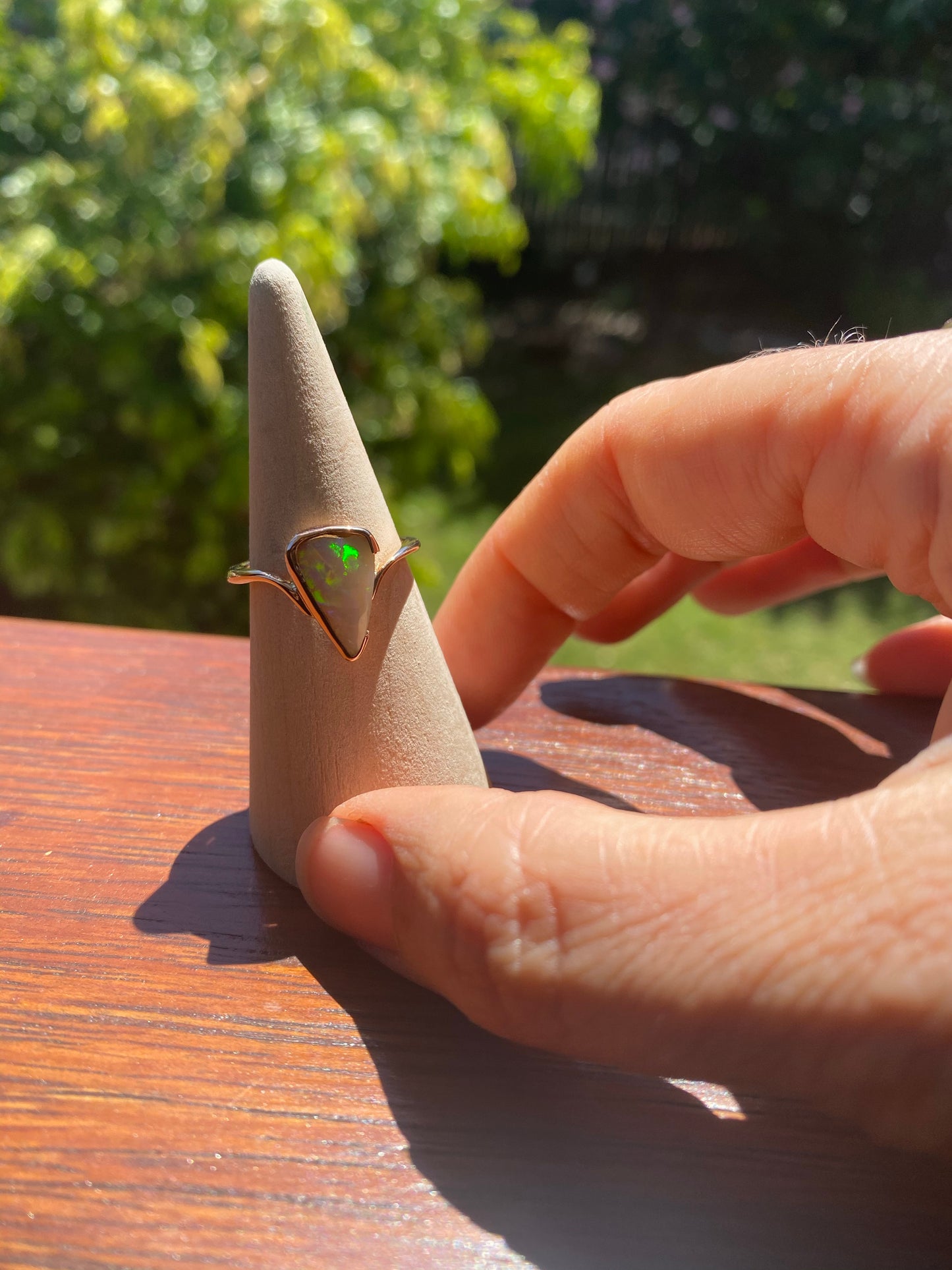 Rosey Reveal Pearly Opal Ring