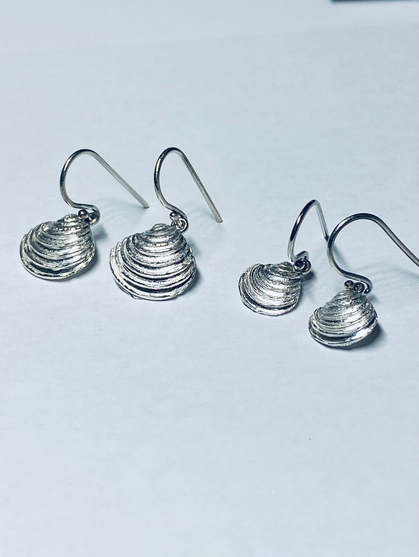 Coastal Silver Shell Drop Earrings Small