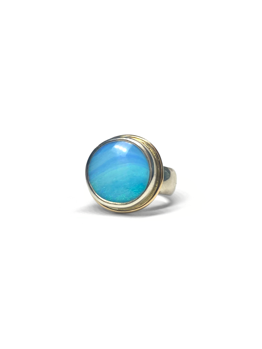 Bague Aqua Splash Opale Argent et Or