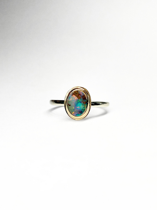 Blue Mini Galaxy Ring Yellow Gold and Silver