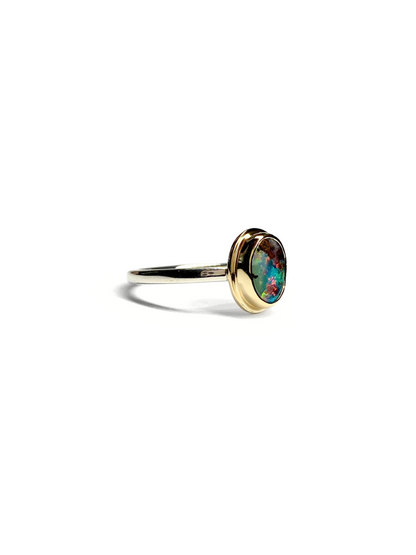 Blue Mini Galaxy Ring Yellow Gold and Silver