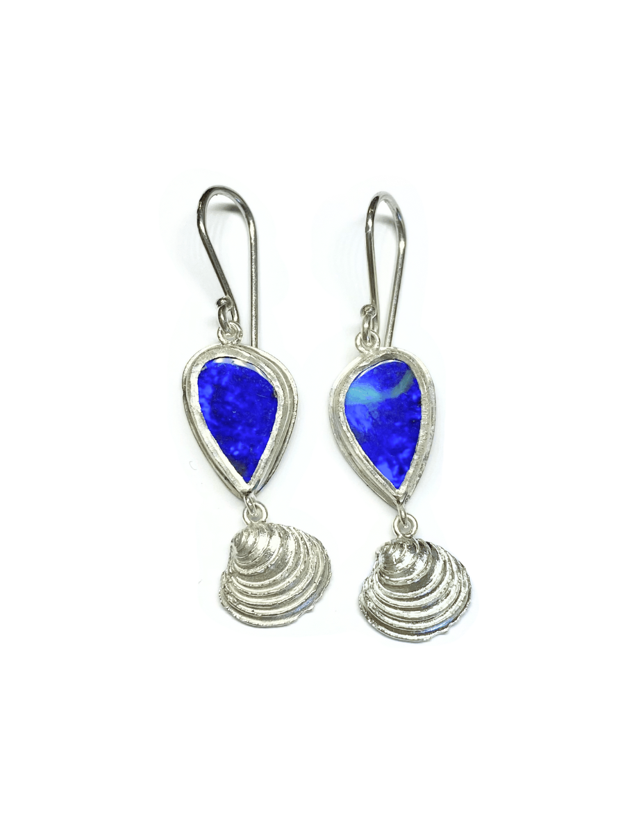 Coastal Bliss Silver Shell and Opal Earrings