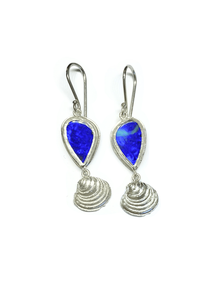 Coastal Bliss Silver Shell and Opal Earrings