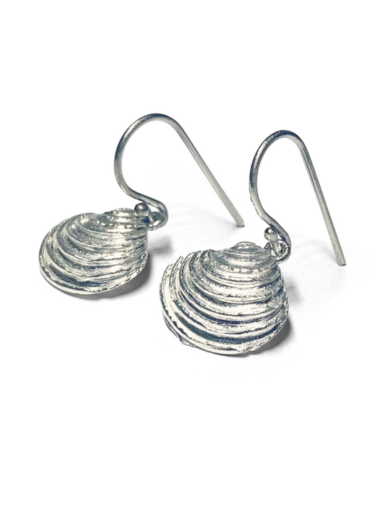 Coastal Silver Shell Drop Earrings Large