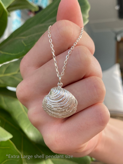 Coastal Silver Shell Pendant - Multiple Sizes