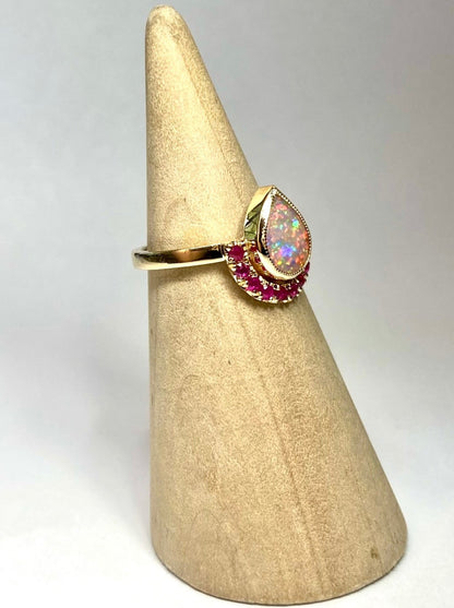 Crown Jewel Opal and Sapphire Ring