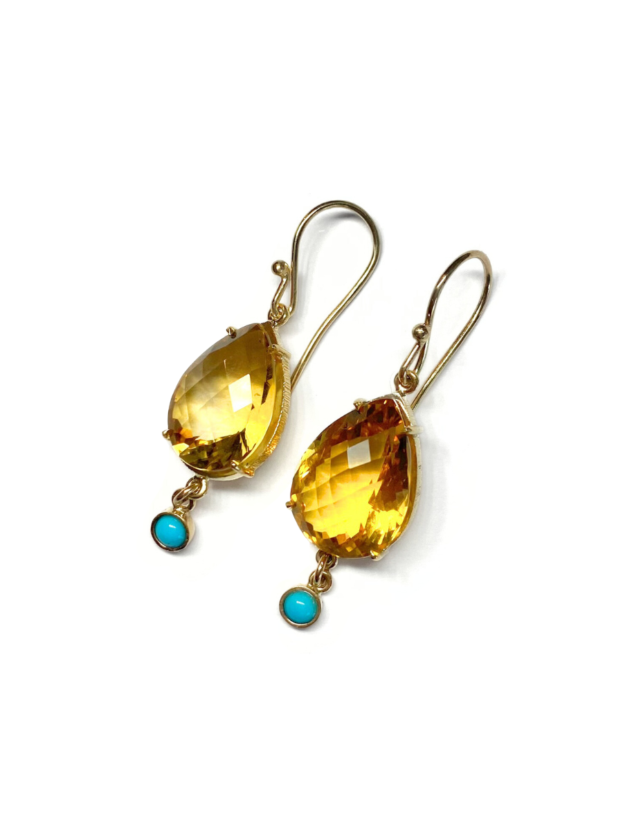 Desert Spring Citrine and Turquoise Earrings