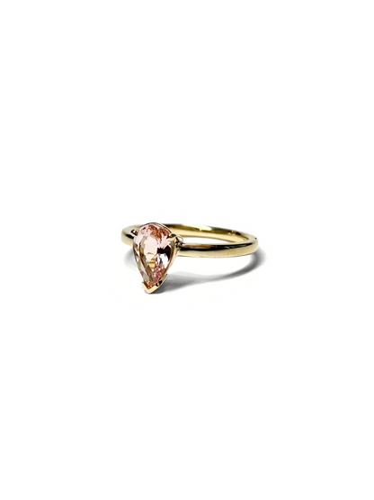 Peachy Pink Pear Cut Morganite Ring