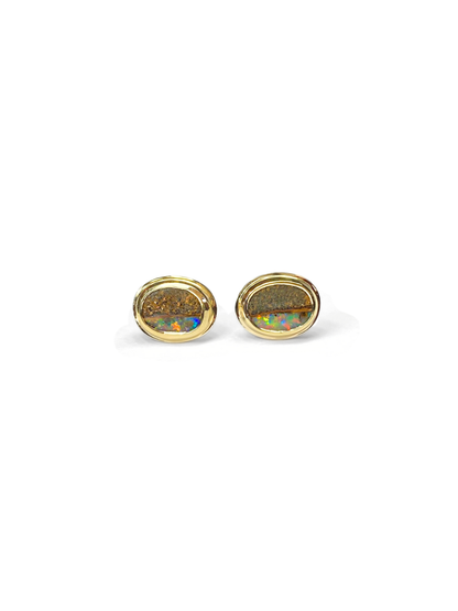 Espresso Glow Boulder Opal Studs