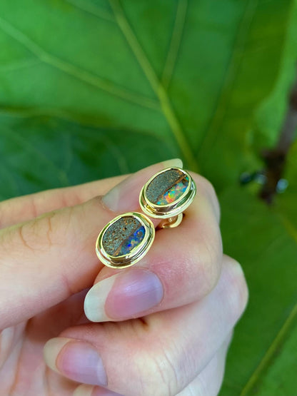 Espresso Glow Boulder Opal Studs