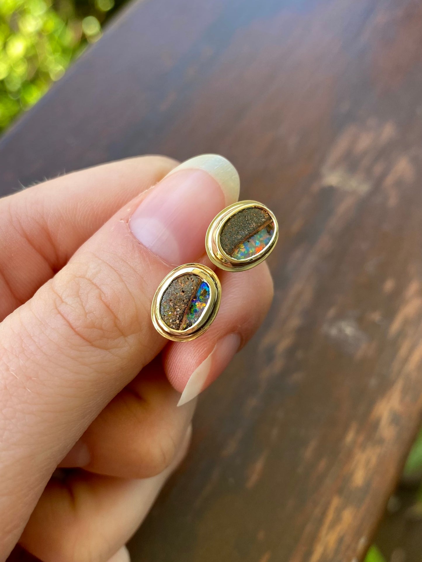 Espresso Glow Boulder Opal Studs