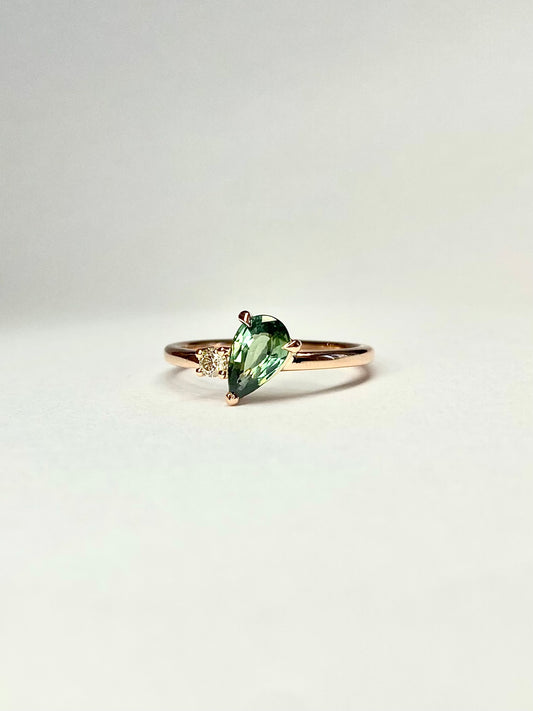 Forest Sapphire and Diamond Rose Gold Ring
