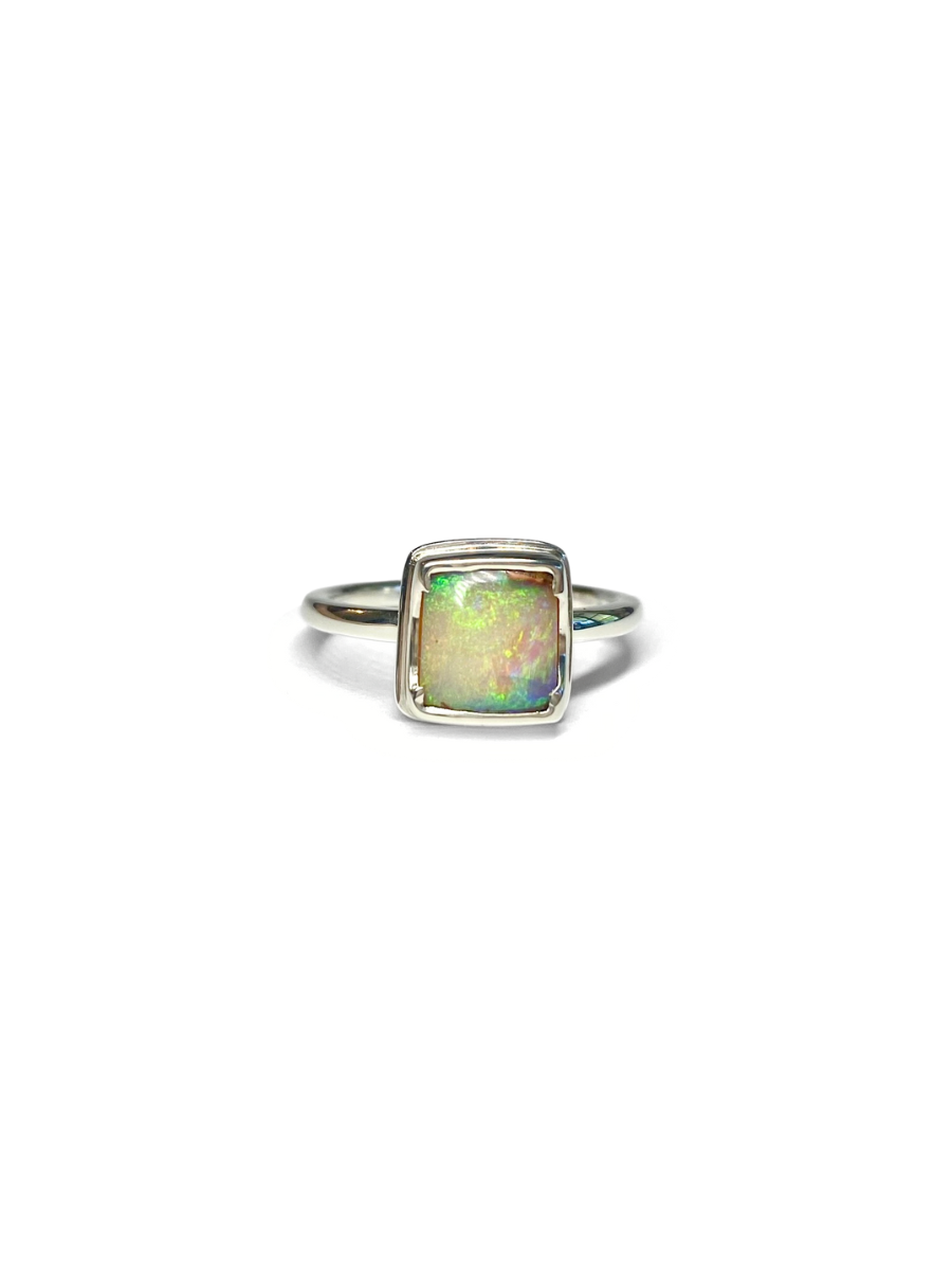 Galactic Glisten Opal and Silver Ring