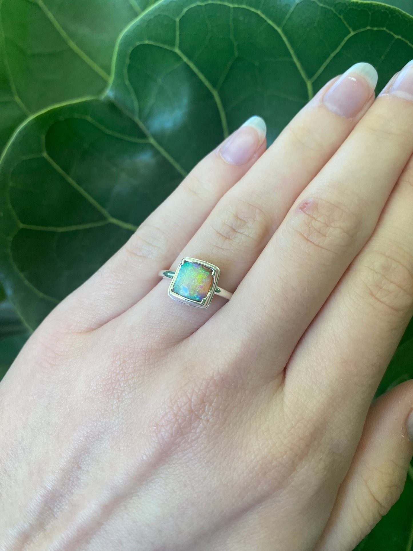 Galactic Glisten Opal and Silver Ring