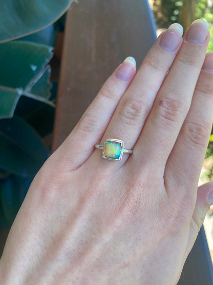 Galactic Glisten Opal and Silver Ring