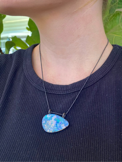 Glasshouse Mountains in the Clouds Opal Pendant