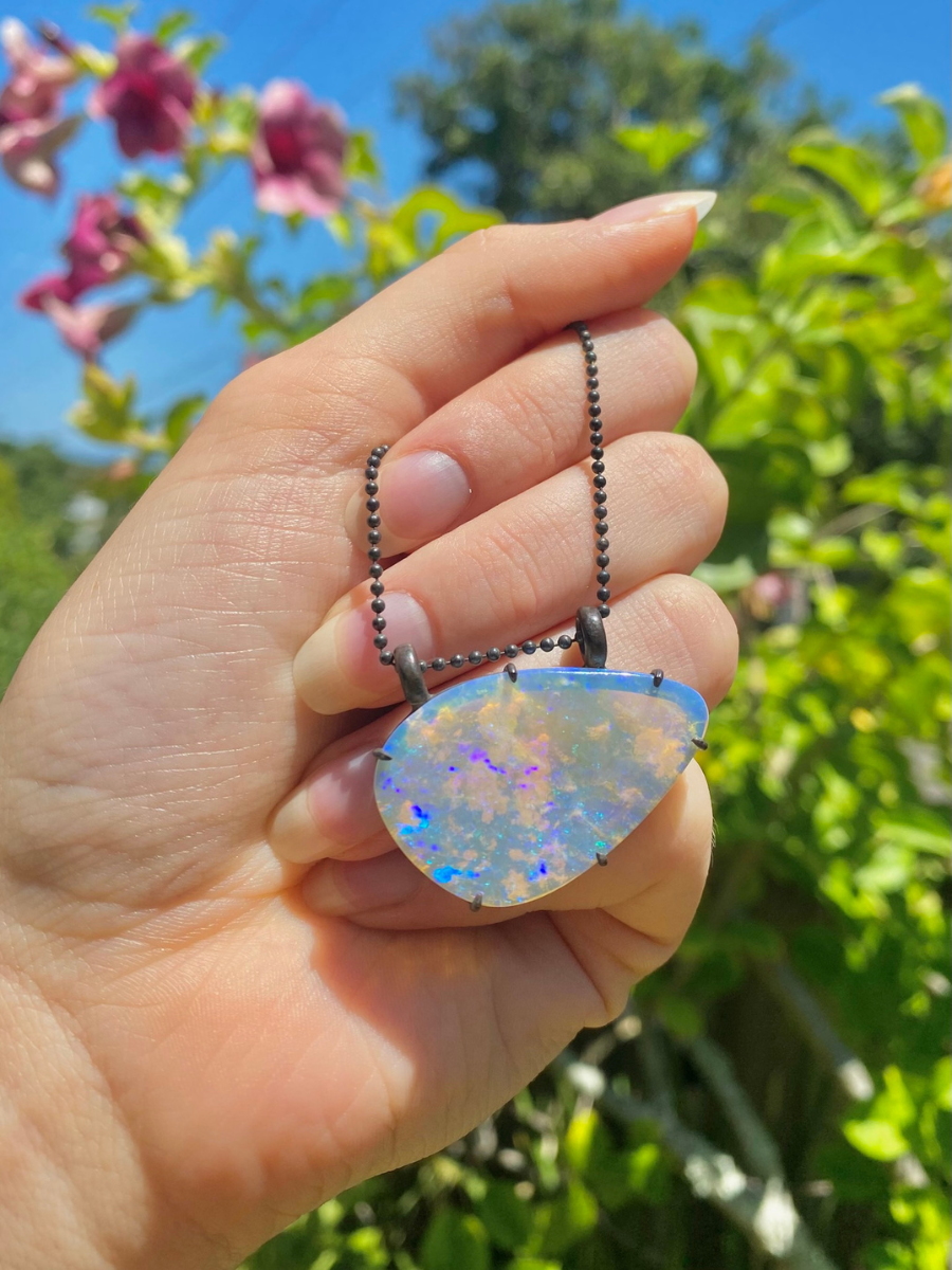 Glasshouse Mountains in the Clouds Opal Pendant