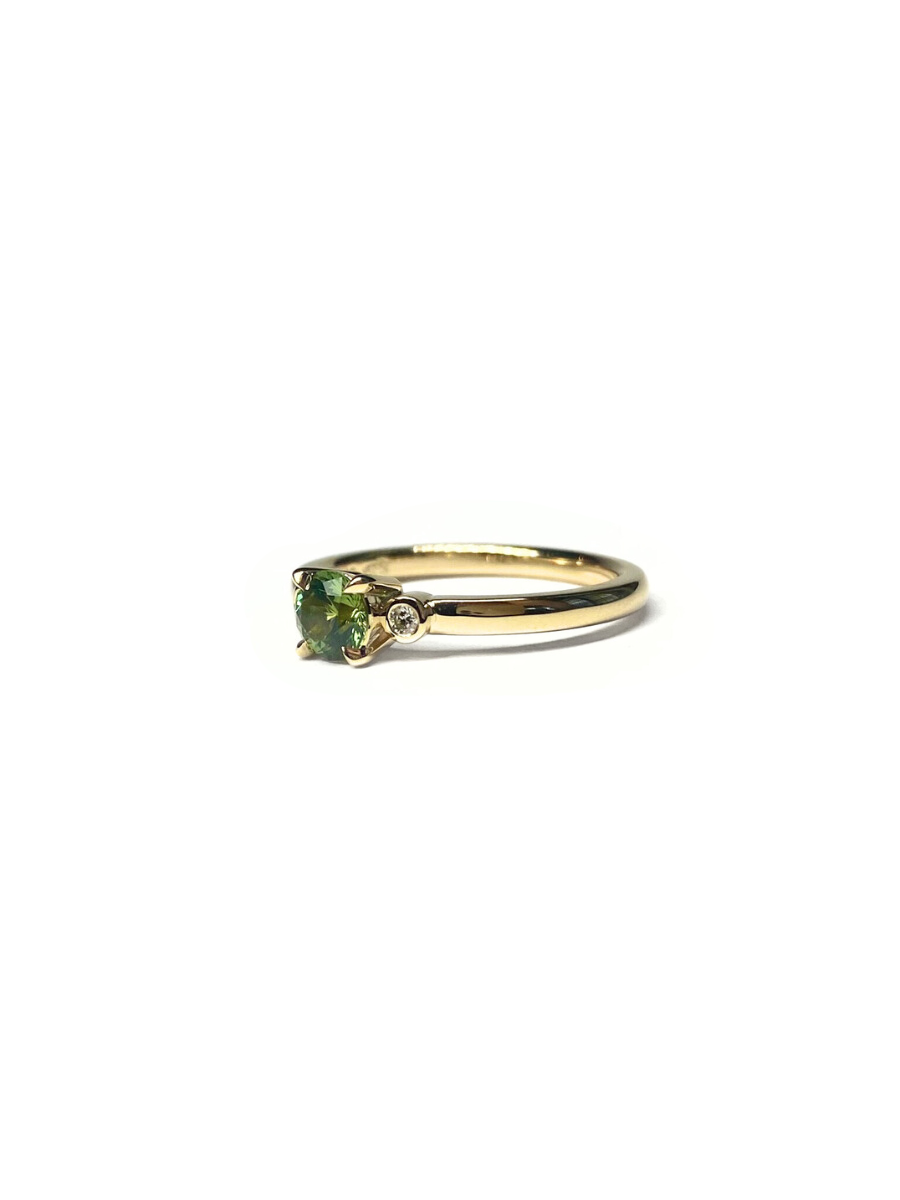 Green Fern Sapphire and Diamond Ring