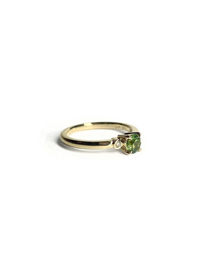 Green Fern Sapphire and Diamond Ring