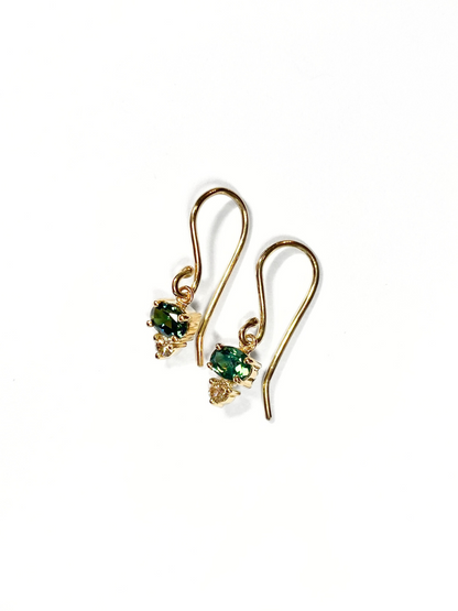 Green Lagoon Sapphire and Diamond Earrings