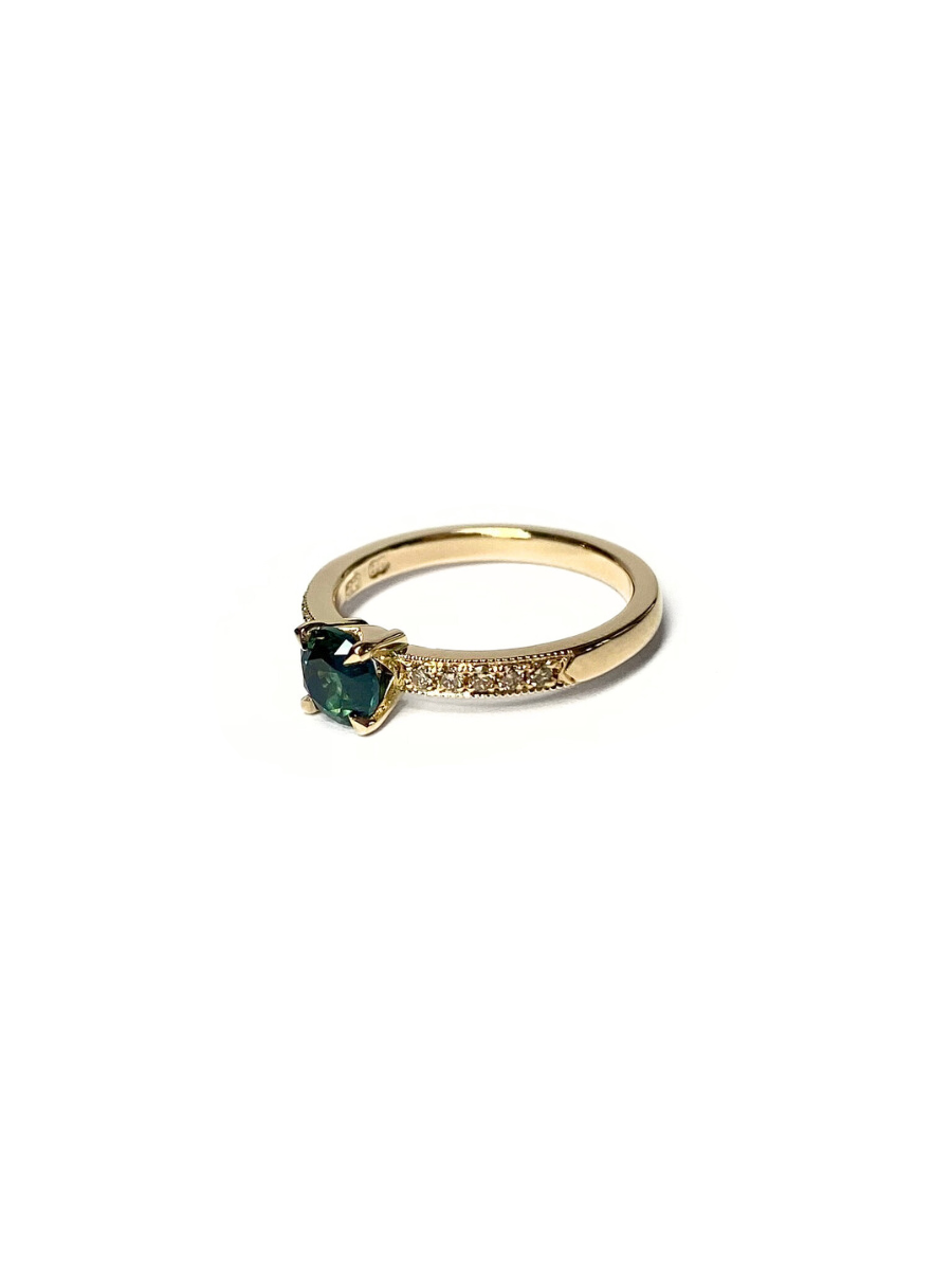 Hunter Green Sapphire and Diamond Ring