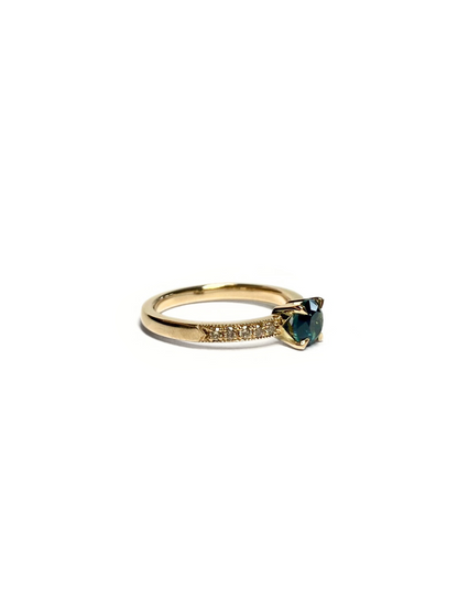 Hunter Green Sapphire and Diamond Ring