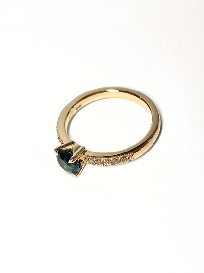 Hunter Green Sapphire and Diamond Ring