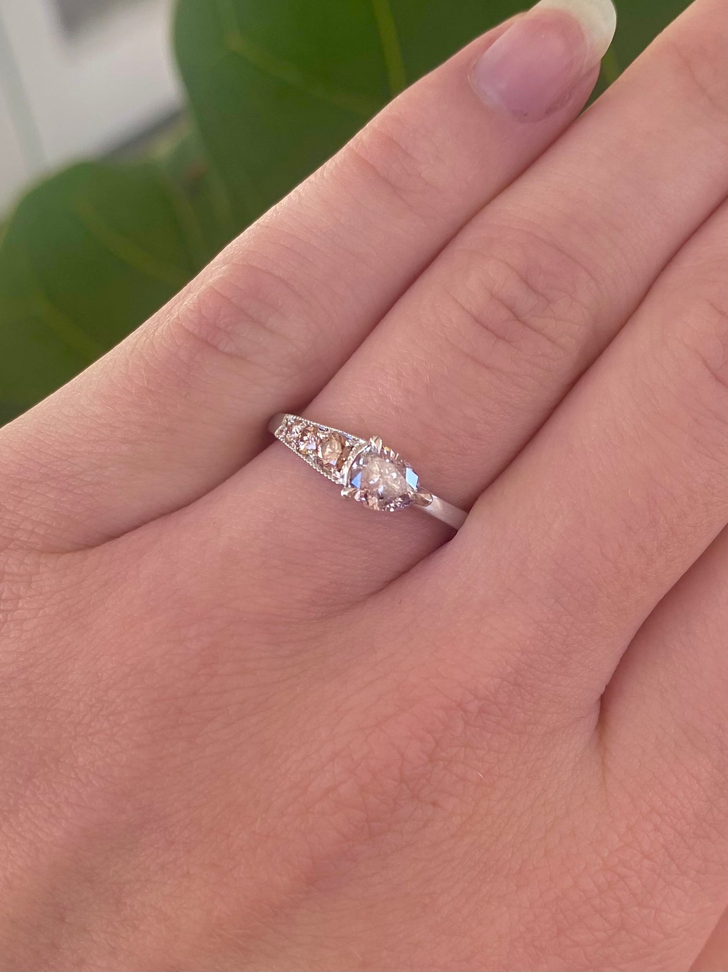 Lavender Diamond and White Gold Ring