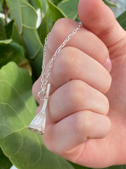 Long Silver Eucalyptus Seed Pod Pendant