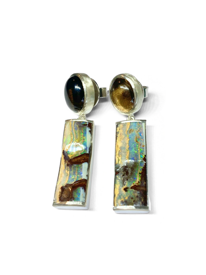 Mirage Opal and Tourmaline Earrings
