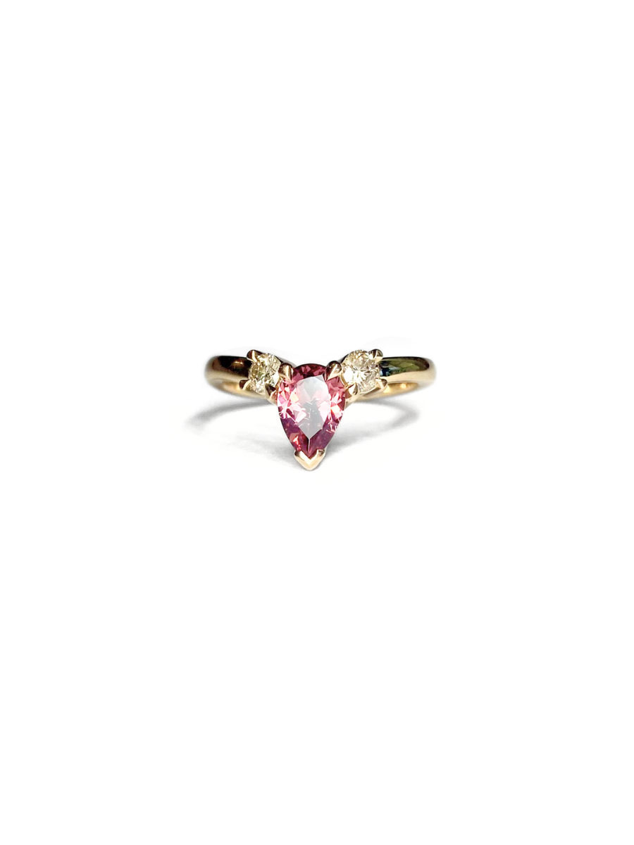 Musky Pink Spinel and Diamond Ring