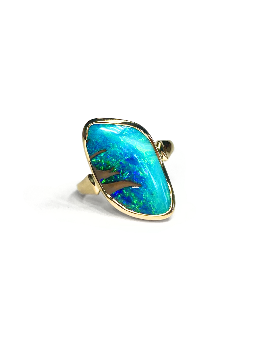 Mystic Waves Opal and Gold Ring