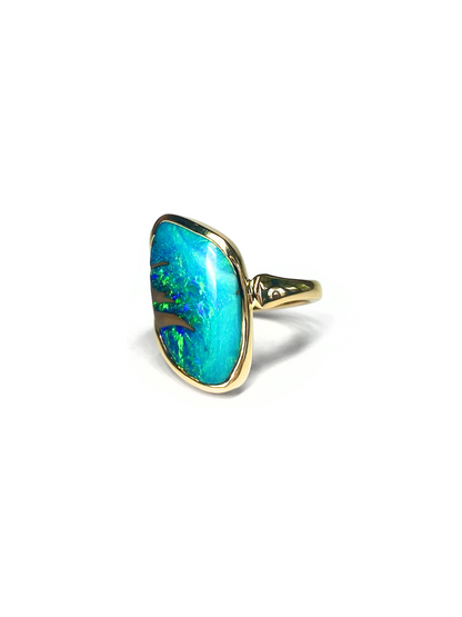 Mystic Waves Opal and Gold Ring