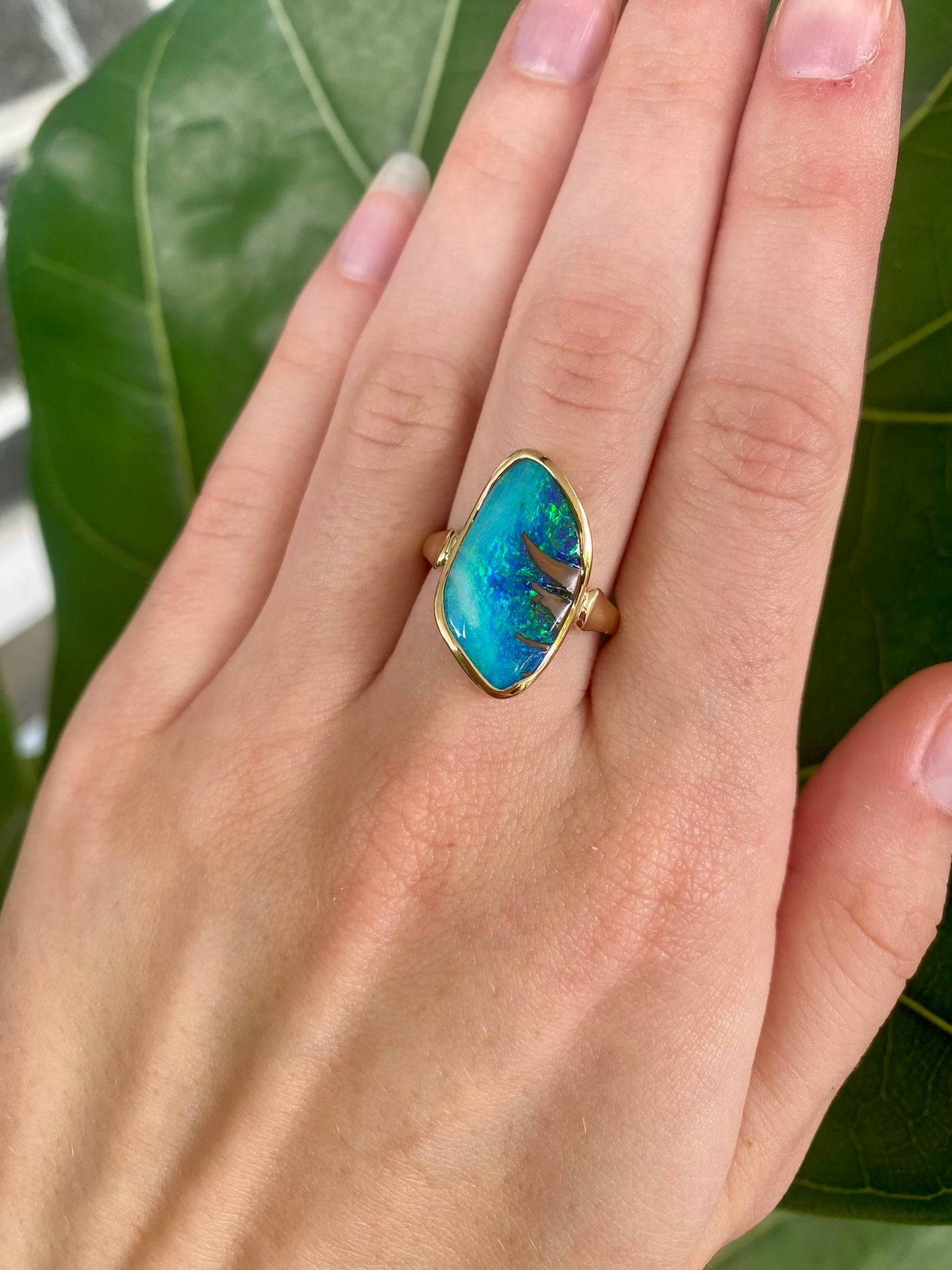 Mystic Waves Opal and Gold Ring