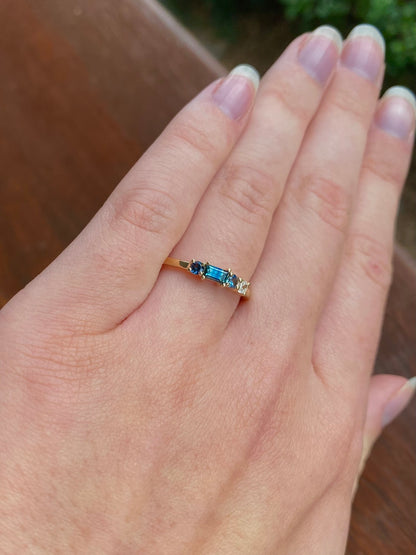 Ocean Wave Cluster Sapphire Ring