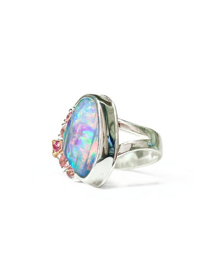 Pastel Cosmos Opal and Tourmaline Ring