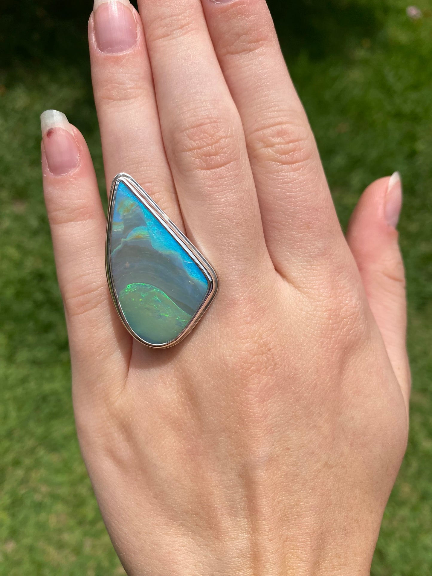 Peacock Sail Opal Ring