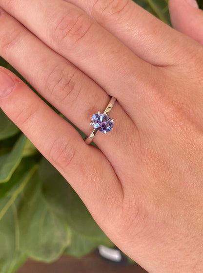 Periwinkle Solitaire Sapphire Ring