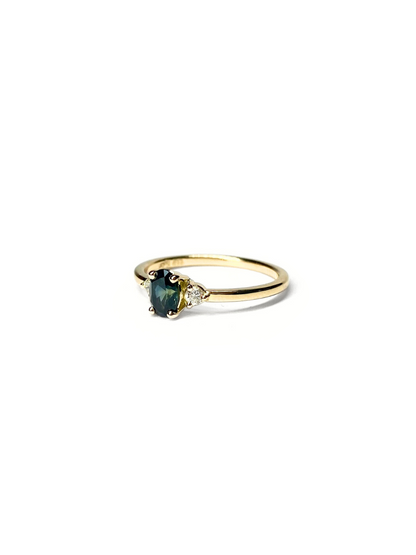 Petite Green Lagoon Sapphire and Diamond Ring