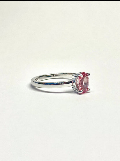 Bague Solitaire Spinelle Rose et Or Blanc 