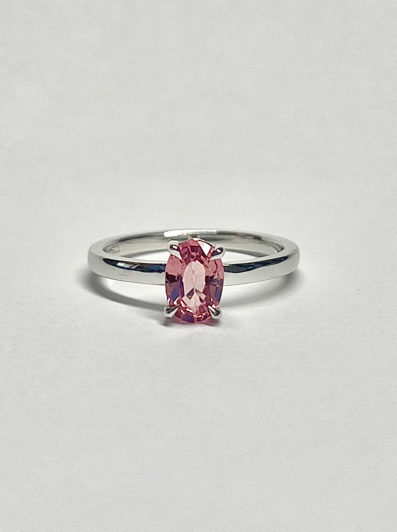 Pink Spinel and White Gold Solitaire Ring