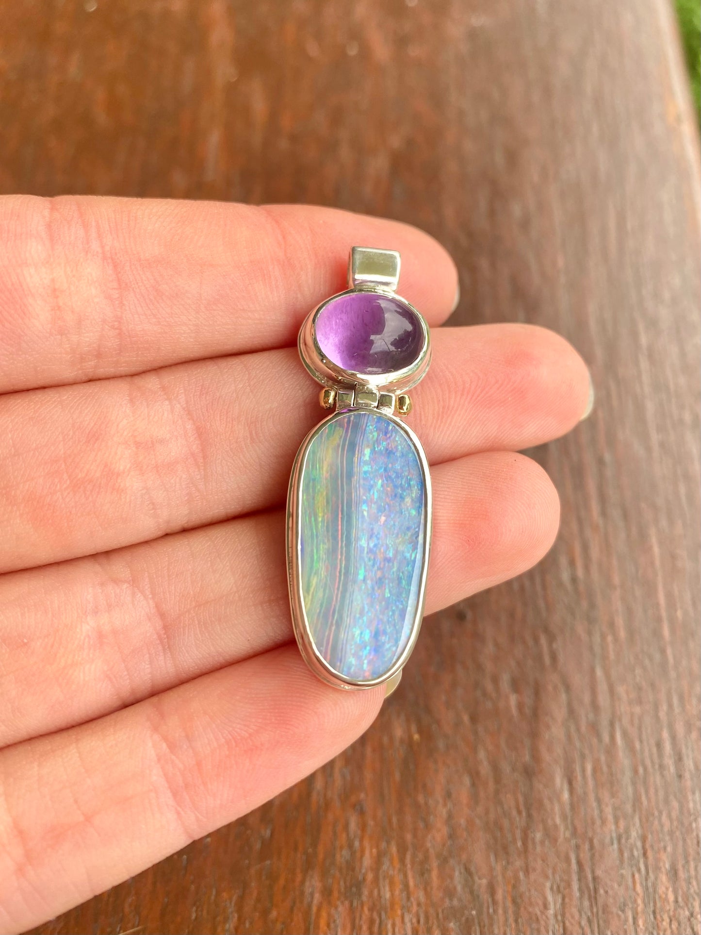 Purple Haze Opal and Amethyst Pendant