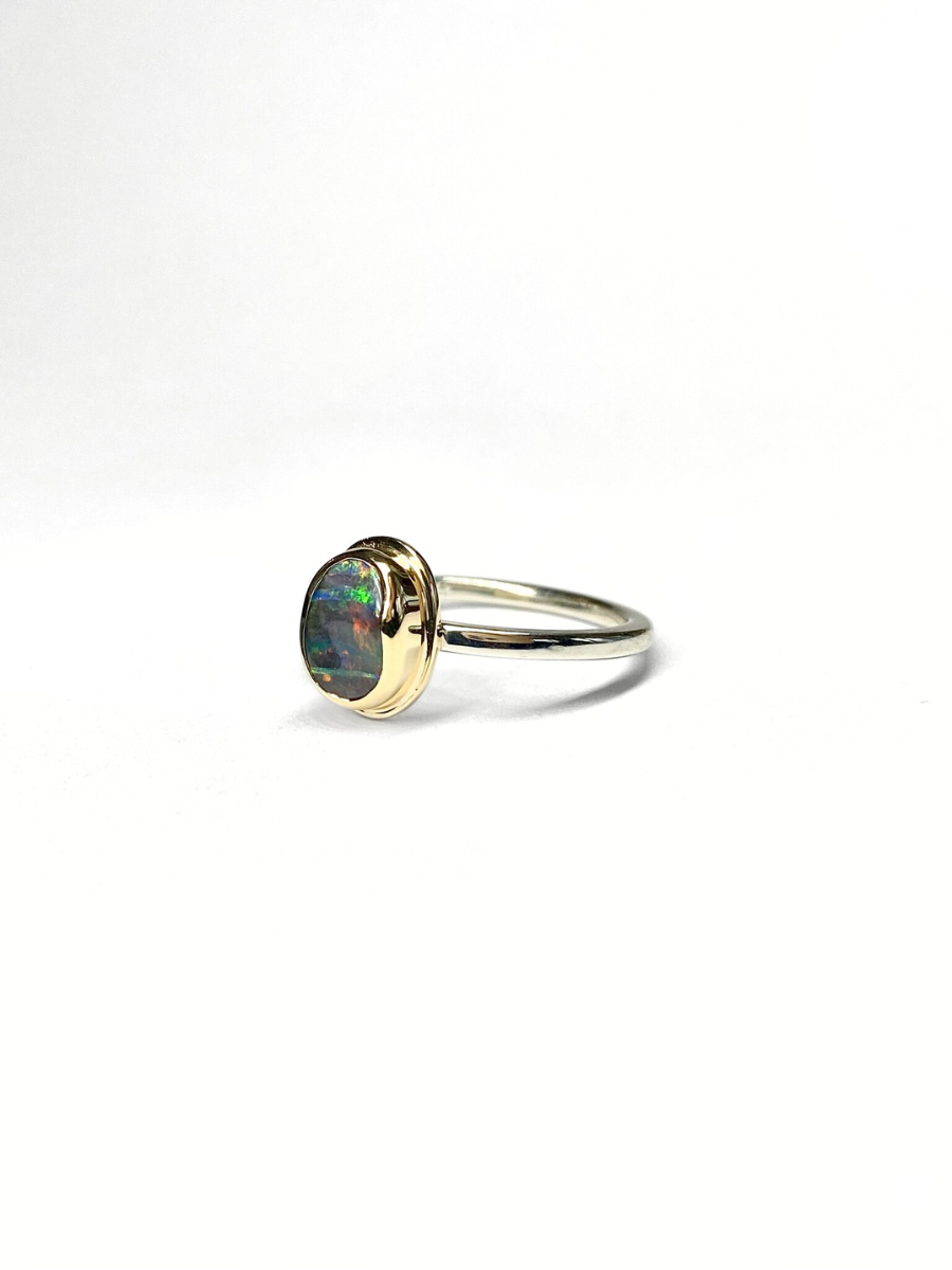 Rainbow Mini Galaxy Ring Yellow Gold and Silver